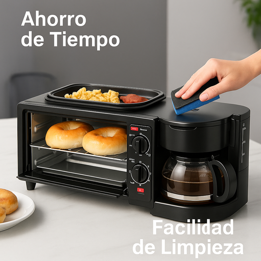 Estación de Desayuno Multifunción – Horno, Cafetera y Sartén