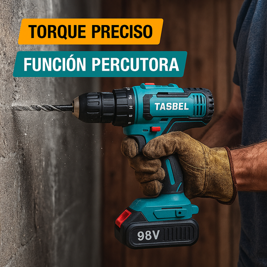 Taladro Inalámbrico Tasbel 98V – Fuerza Real en tus Manos, Sin Cables