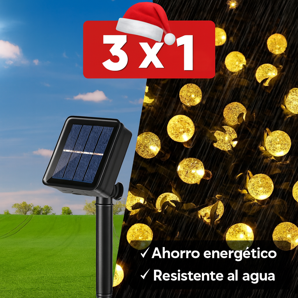 3x1 Luces Solares de Exterior – Carga al Sol – Ambientes Más Cálidos en Minutos