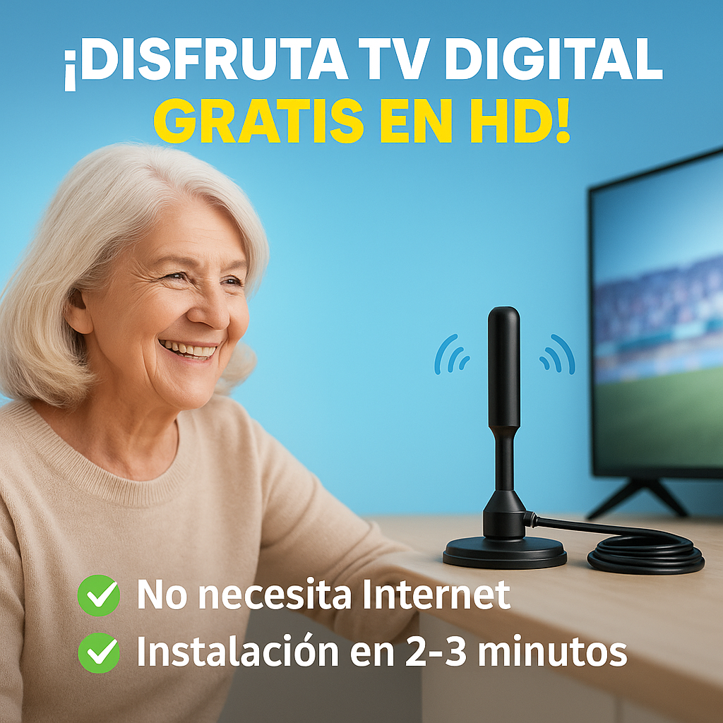 Antena Digital HDTV - Capta Señal Gratuita - Ahorra en TV por Cable Desde el Primer Día