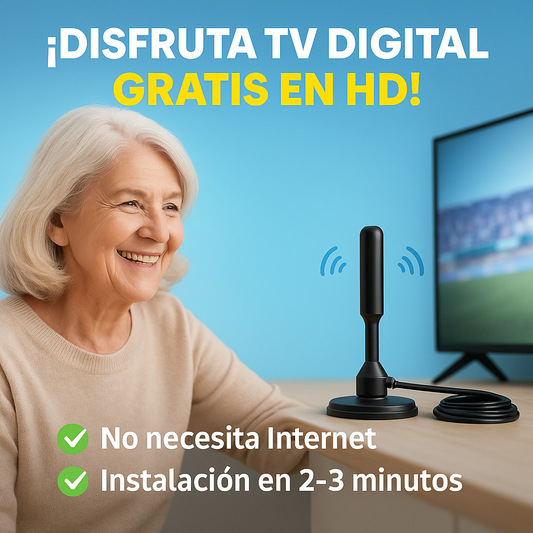 Antena Digital HDTV - Capta Señal Gratuita - Ahorra en TV por Cable Desde el Primer Día