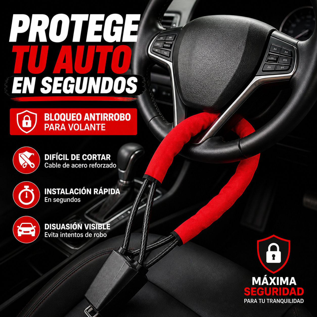 Bloqueo Antirrobo para Volante – Seguridad Total en Segundos