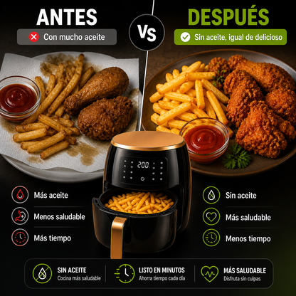 AirFry Elite 6L – Cocción Rápida y Saludable – Resultados Crujientes Sin Aceite