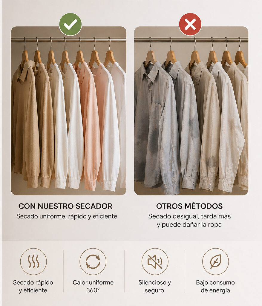 EcoDry Portable - Ropa seca en minutos, sin estrés ni ruido