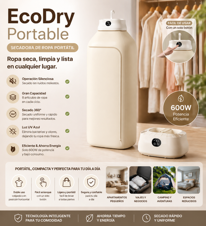 EcoDry Portable - Ropa seca en minutos, sin estrés ni ruido