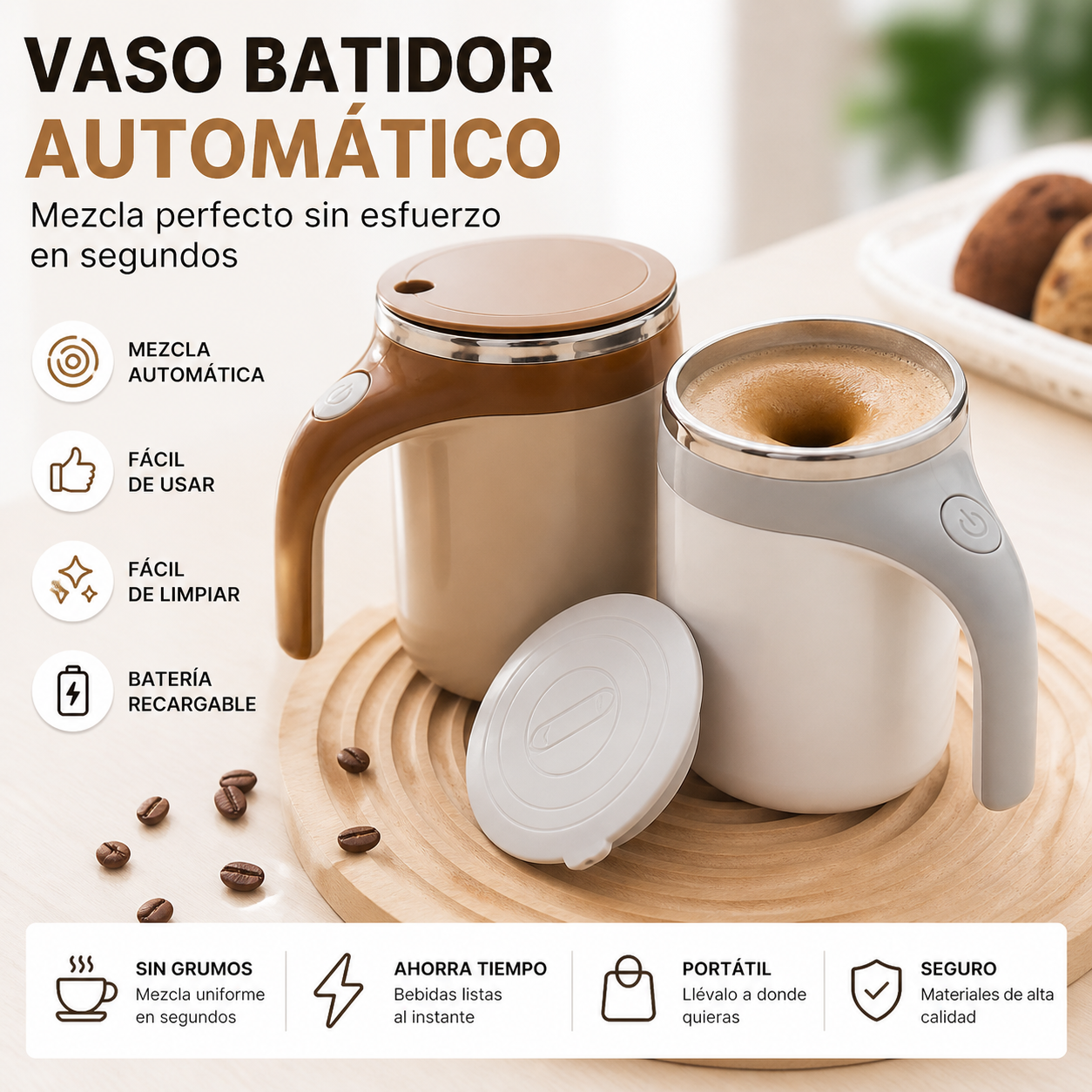 MixGo™ – Vaso Batidor Automático Portátil – Mezcla en segundos estés donde estés