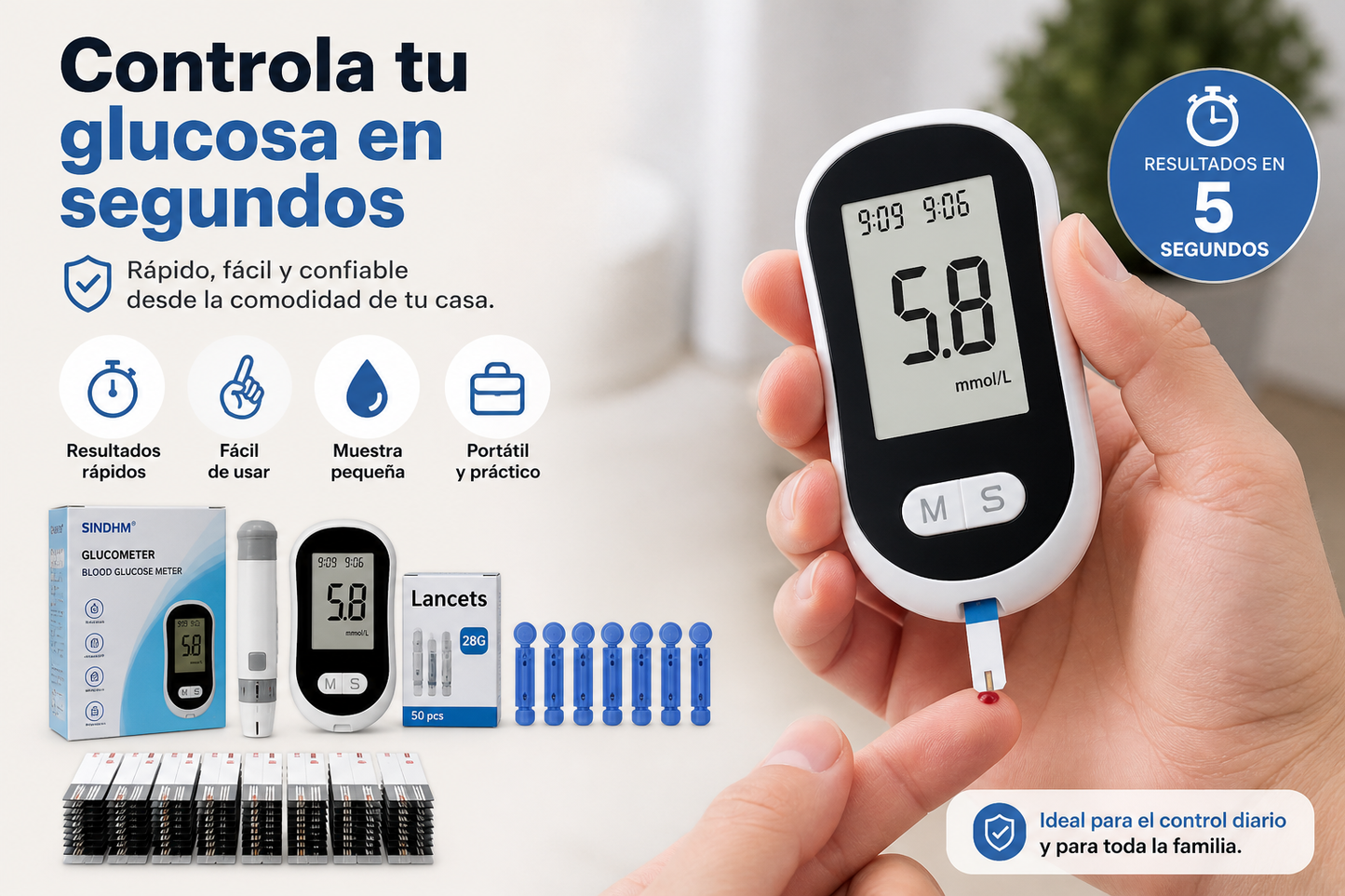GlucoCheck™ – Controla tu glucosa en segundos desde casa