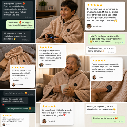 WarmWrap™ Poncho Térmico USB- Abrígate Sin Prender la Estufa