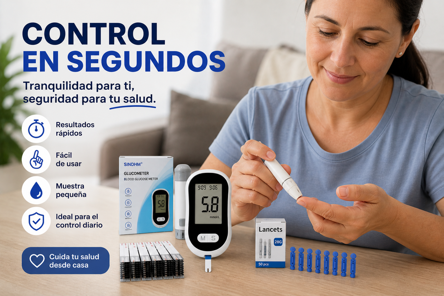 GlucoCheck™ – Controla tu glucosa en segundos desde casa