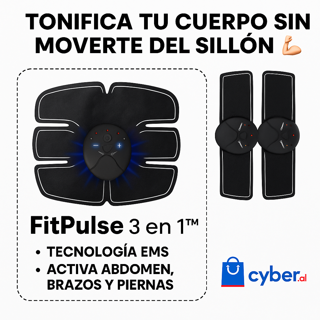 FitPulse 3 en 1™ – Tonificador EMS – Músculo firmes y Definidos en Solo 12 Minutos al Día