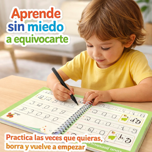 Set 4 Cuadernos Montessori Reutilizable – Escritura Guiada en Relieve