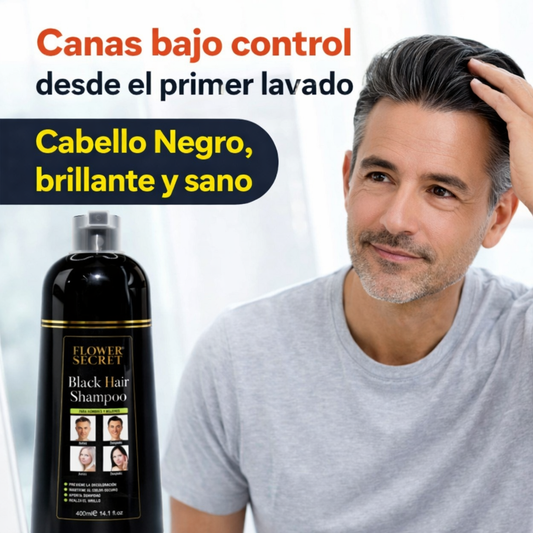Shampoo Tono Negro – Control de Canas – Cabello Oscuro y Uniforme desde el Primer Lavado