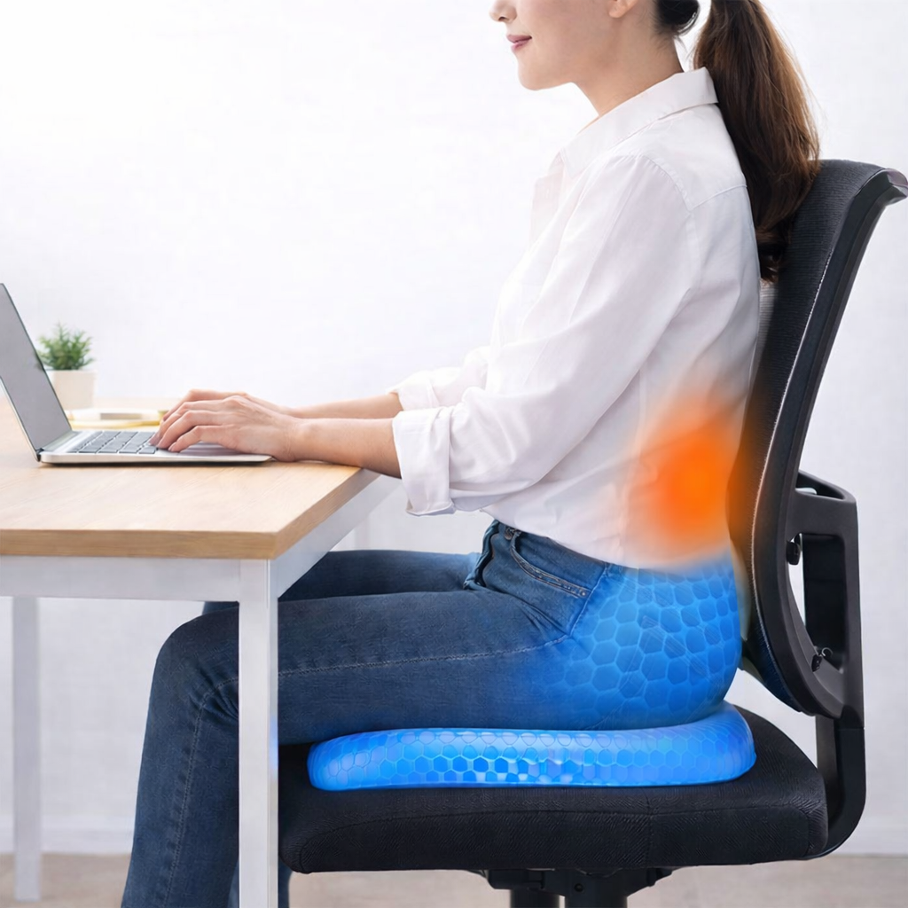 2X1 Cojín Ergonómico de Gel – Reducción de Presión – Sensación de descanso en largas horas sentado