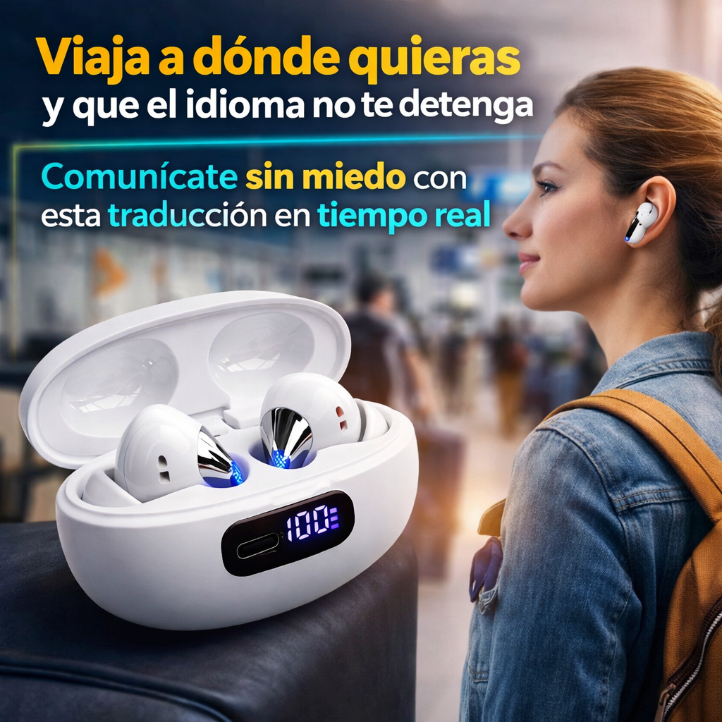 Auricular Traductor Inteligente – Traduce Conversaciones – Viaja y conversa sin barreras de idioma