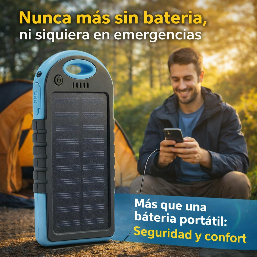 Batería Solar Portátil – Carga en Cualquier Lugar – Mantén tu Teléfono Activo Todo el Día